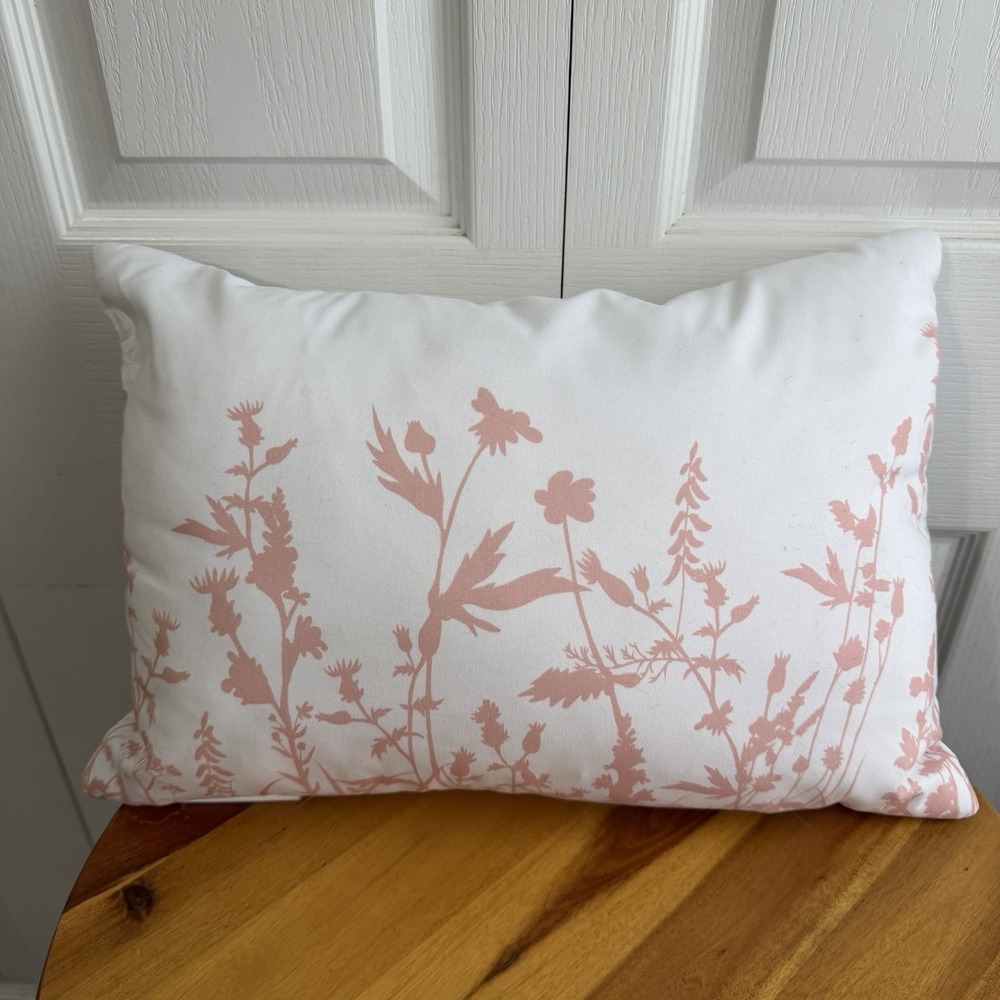 At Home Pink White Floral 13 X 18 Inch Rectangle Throw Pillow Living Room Comfy